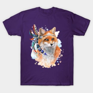 Cute fox with colorful feathers T-Shirt